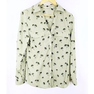 New York & Co. 🌴 Striped Palm Button Up Top